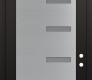 Modern Steel Front Door Diamond C8 36" x 96" black/white frosted Glass Panel stainless steel LHI with Transom frosted Glass