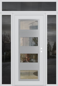 Diamond C2 60" x 96" white/white clear Glass Panel stainless steel LHI with 2 Sidelites and Transom mirrored Glass