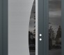Modern Steel Front Door Diamond C13 50" x 96" anthracite/anthracite mirrored Glass Panel stainless steel LHI with Sidelite and Transom mirrored Glass