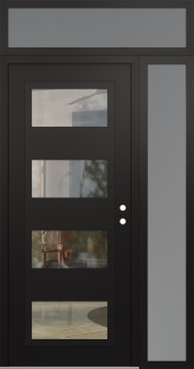 Diamond C2 52" x 96" black/black clear Glass Panel black LHI with Sidelite and Transom frosted Glass