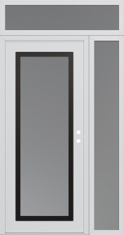 Diamond C1 52" x 96" white/white frosted Glass Panel black LHI with Sidelite and Transom frosted Glass