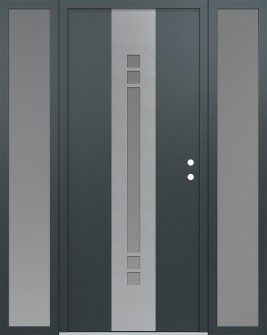 DIAMOND A4 60" X 80" ANTHRACITE/ANTHRACITE FROSTED GLASS PANEL STAINLESS STEEL LHI WITH 2 SIDELITES FROSTED GLASS