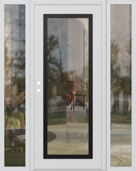 Diamond C1 68" x 80" white/white clear Glass Panel black RHI with 2 Sidelites clear Glass