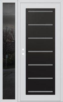 Diamond C11 52" x 80" white/white frosted Glass Panel black RHI with Sidelite mirrored Glass