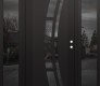 Modern Steel Front Door Diamond C12 64" x 80" black/black mirrored Glass Panel black LHI with 2 Sidelites mirrored Glass