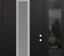 Modern Steel Front Door DIAMOND A11 48" X 96" BLACK/WHITE FROSTED GLASS PANEL STAINLESS STEEL LHI WITH SIDELITE AND TRANSOM MIRRORED GLASS