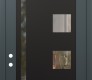 Modern Steel Front Door Diamond C3 36" x 96" anthracite/anthracite clear Glass Panel black RHI with Transom clear Glass