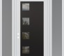 Modern Steel Front Door Diamond C5 60" x 96" white/white clear Glass Panel black RHI with 2 Sidelites and Transom frosted Glass