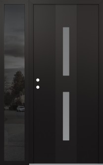 DIAMOND A6 50" X 80" BLACK/WHITE FROSTED GLASS PANEL BLACK RHI WITH SIDELITE MIRRORED GLASS