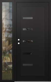 Diamond C8 50" x 80" black/black mirrored Glass Panel black RHI with Sidelite clear Glass