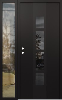 DIAMOND A10 52" X 80" BLACK/BLACK MIRRORED GLASS PANEL BLACK RHI WITH SIDELITE CLEAR GLASS