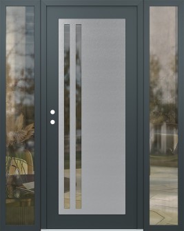 Diamond C6 64" x 80" anthracite/anthracite clear Glass Panel stainless steel RHI with 2 Sidelites clear Glass