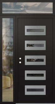 Diamond D4 52" x 96" black/black Mirrored Glass Panel stainless steel RHI with Sidelite and Transom clear Glass
