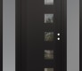 Modern Steel Front Door Diamond C5 68" x 80" black/black clear Glass Panel black LHI with 2 Sidelites frosted Glass