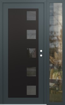 Diamond C5 50" x 80" anthracite/anthracite mirrored Glass Panel black LHI with Sidelite clear Glass