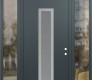 Modern Steel Front Door DIAMOND A11 60" X 96" ANTHRACITE/ANTHRACITE FROSTED GLASS PANEL STAINLESS STEEL LHI WITH 2 SIDELITES AND TRANSOM CLEAR GLASS