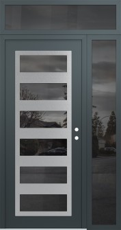 Diamond C9 52" x 96" anthracite/anthracite mirrored Glass Panel stainless steel LHI with Sidelite and Transom mirrored Glass