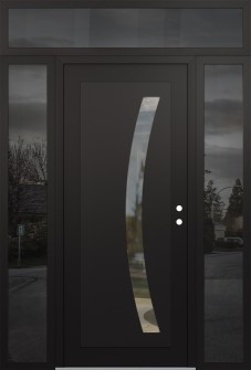 Diamond C4 60" x 96" black/black clear Glass Panel black LHI with 2 Sidelites and Transom mirrored Glass