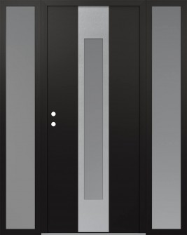 DIAMOND A1 64" X 80" BLACK/WHITE FROSTED GLASS PANEL STAINLESS STEEL RHI WITH 2 SIDELITES FROSTED GLASS