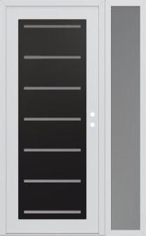 Diamond C11 48" x 80" white/white frosted Glass Panel black LHI with Sidelite frosted Glass