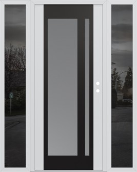 Diamond C15 68" x 80" white/white frosted Glass Panel black LHI with 2 Sidelites mirrored Glass