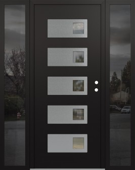 Diamond D2 68" x 80" black/black Clear Glass Panel Stainless steel LHI with 2 Sidelites Mirrored Glass