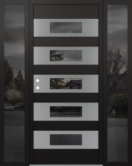 Diamond D5 60" x 80" black/black mirrored Glass Panel stainless steel RHI with 2 Sidelites mirrored Glass