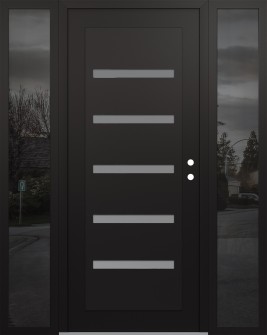 Diamond C7 60" x 80" black/white frosted Glass Panel black LHI with 2 Sidelites mirrored Glass