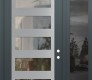 Modern Steel Front Door Diamond C9 48" x 96" anthracite/anthracite clear Glass Panel stainless steel LHI with Sidelite and Transom mirrored Glass
