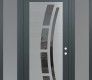 Modern Steel Front Door Diamond C12 60" x 96" anthracite/anthracite mirrored Glass Panel stainless steel LHI with 2 Sidelites and Transom frosted Glass