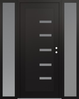 Diamond C8 64" x 80" black/white frosted Glass Panel black LHI with 2 Sidelites frosted Glass