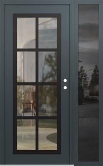 Diamond C16 48" x 80" anthracite/anthracite clear Glass Panel black LHI with Sidelite mirrored Glass