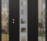Modern Steel Front Door DIAMOND A13 64" X 80" BLACK/BLACK CLEAR GLASS PANEL STAINLESS STEEL RHI WITH 2 SIDELITES CLEAR GLASS