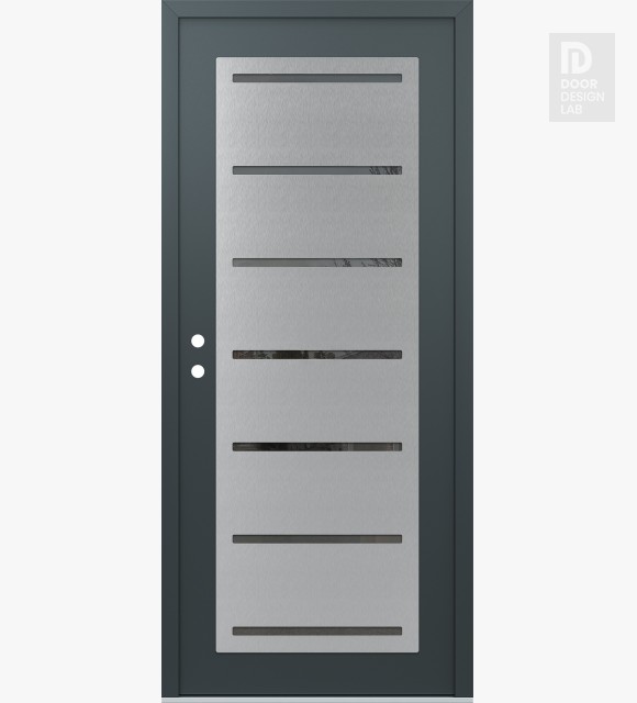Modern Steel Front Door Diamond C11 36" x 80" anthracite/anthracite mirrored Glass Panel stainless steel RHI