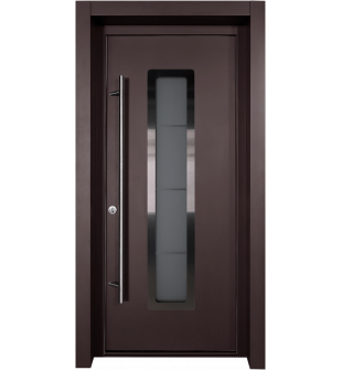 MODERN BROWN EXTERIOR STEEL DOOR ARGOS 37 7/16" X 81 11/16" RIGHT HAND INSWING + HARDWARE