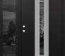 Modern Steel Front Door DIAMOND A5 52" X 80" BLACK/BLACK MIRRORED GLASS PANEL STAINLESS STEEL RHI WITH SIDELITE MIRRORED GLASS