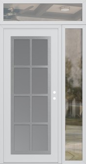Diamond C16 52" x 96" white/white frosted Glass Panel stainless steel LHI with Sidelite and Transom clear Glass