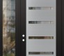 Modern Steel Front Door Diamond C7 50" x 96" black/black clear Glass Panel stainless steel RHI with Sidelite and Transom clear Glass