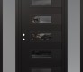 Modern Steel Front Door Diamond D3 64" x 80" black/black mirrored Glass Panel black RHI with 2 Sidelites frosted Glass