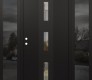 Modern Steel Front Door DIAMOND A7 60" X 80" BLACK/BLACK CLEAR GLASS PANEL BLACK RHI WITH 2 SIDELITES MIRRORED GLASS
