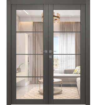Avon 4 Lite Clear Vetro Gray Matte Double doors