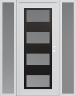 Diamond C2 60" x 80" white/white frosted Glass Panel black LHI with 2 Sidelites frosted Glass