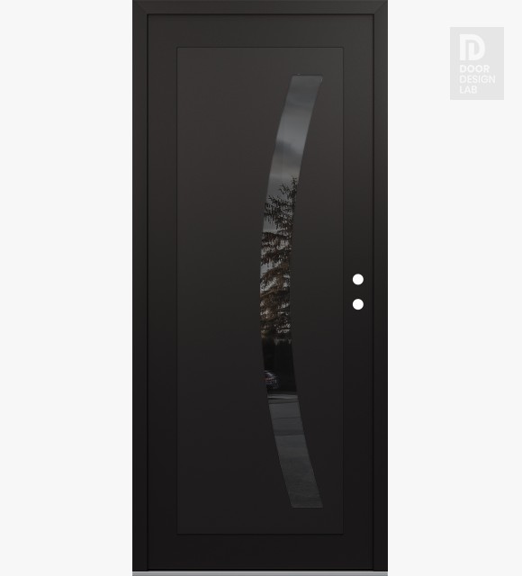 Modern Steel Front Door Diamond C4 36" x 80" black/black mirrored Glass Panel black LHI