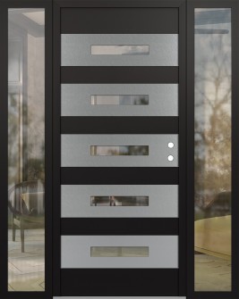 Diamond D9 68" x 80" black/black Clear Glass Panel Stainless steel LHI with 2 Sidelites Clear Glass