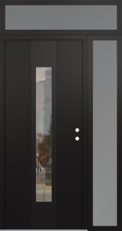 DIAMOND A1 48" X 96" BLACK/BLACK CLEAR GLASS PANEL BLACK LHI WITH SIDELITE AND TRANSOM FROSTED GLASS