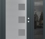 Modern Steel Front Door Diamond C5 48" x 80" anthracite/anthracite frosted Glass Panel stainless steel LHI with Sidelite mirrored Glass