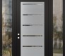 Modern Steel Front Door Diamond C11 68" x 96" black/black clear Glass Panel stainless steel RHI with 2 Sidelites and Transom clear Glass