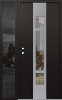 DIAMOND A9 48" X 80" BLACK/BLACK CLEAR GLASS PANEL STAINLESS STEEL RHI WITH SIDELITE MIRRORED GLASS