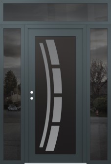 Diamond C12 68" x 96" anthracite/anthracite frosted Glass Panel black RHI with 2 Sidelites and Transom mirrored Glass