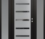 Modern Steel Front Door Diamond C7 60" x 80" black/black mirrored Glass Panel stainless steel LHI with 2 Sidelites frosted Glass